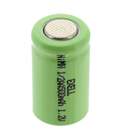 Exell Battery 1/2AA 1.2V  Rechargeable Flat Top Battery  for DIY, FRS, Keypads, Alarms EBC-505-0